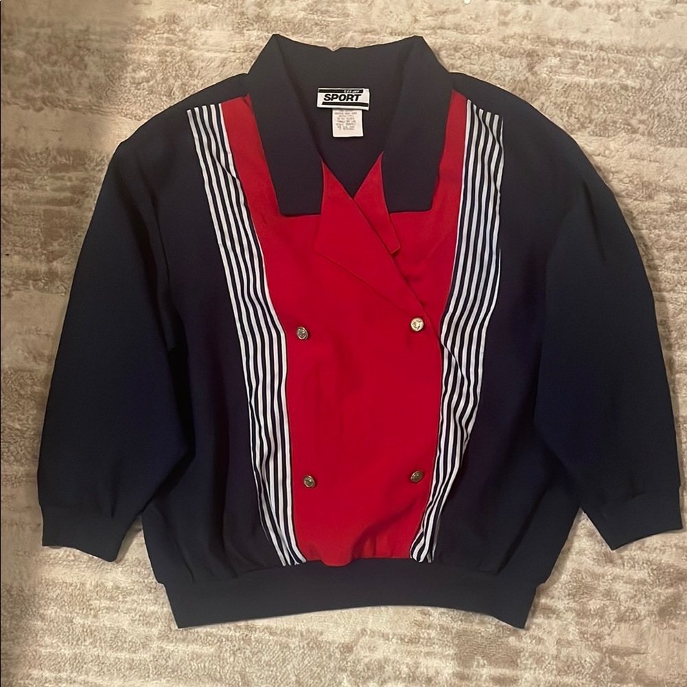 Vintage red, white and blue pullover